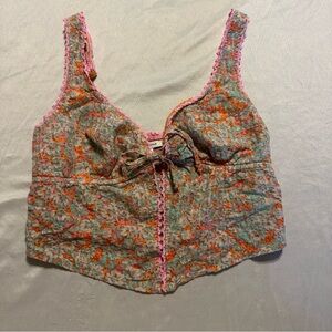 American Eagle Outfitters Pink and Orange Textured Top